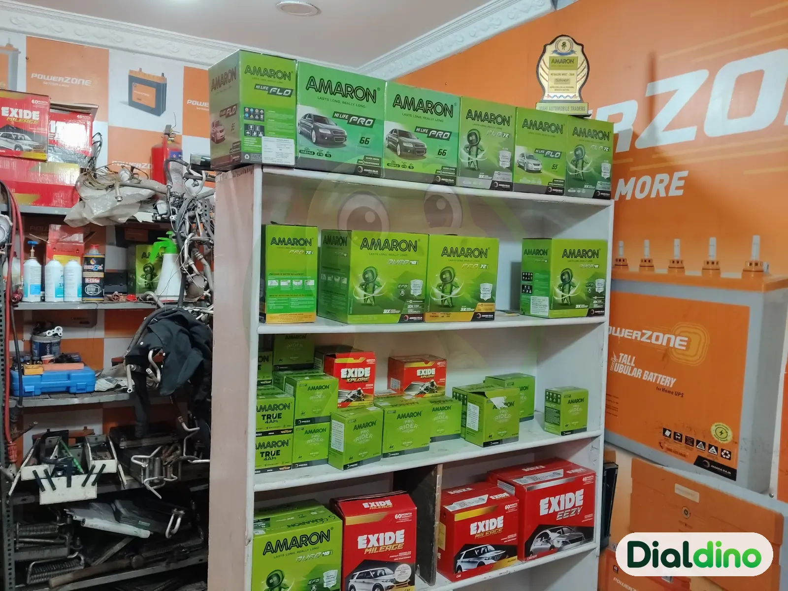 Super Cool Car AC, car batteries on shelves
